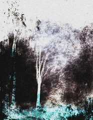 Grunge dark abstract horror landscape, scary tree, Halloween wallpaper