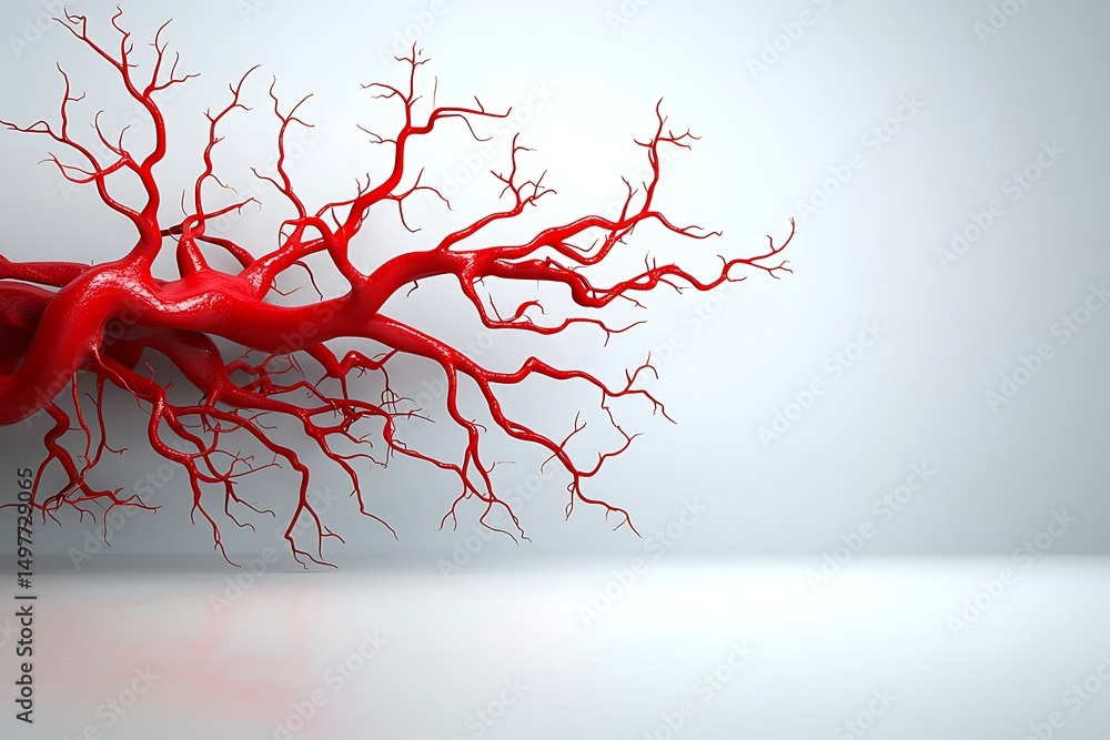 Poster abstract red tree branches on a minimalist background
