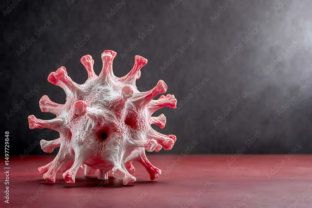 Poster 3d representation of a virus on a textured surface