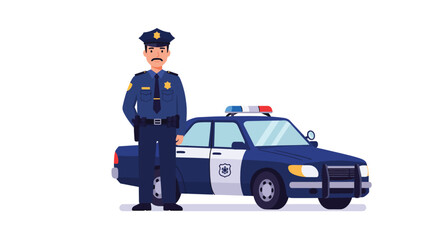 Police Officer Standing Next to Patrol Car © Pvect02