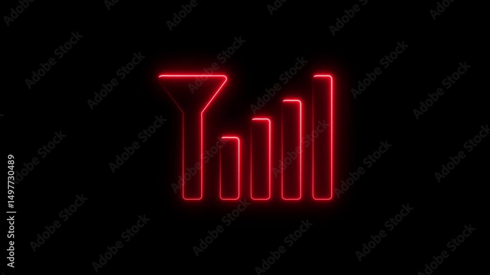 Poster futuristic neon graphic of data processing with digital signal on black background