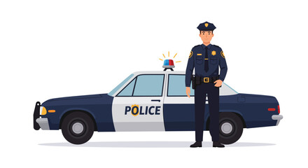 Police Officer Standing Next to Patrol Car © Pvect02