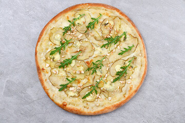 Pear and Blue Cheese Pizza with Arugula and Nuts