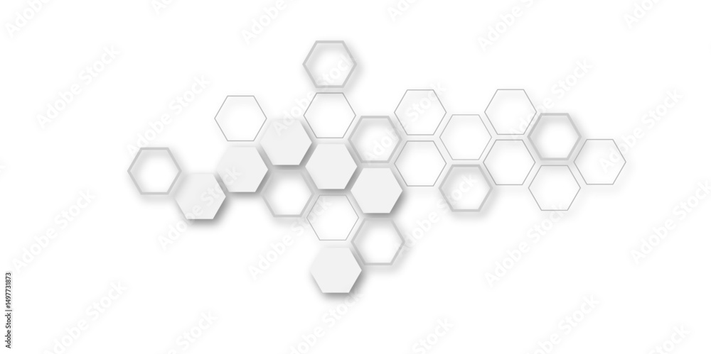 Fototapete modern and seamless pattern in design with hexagonal molecular structures in technology background.a
