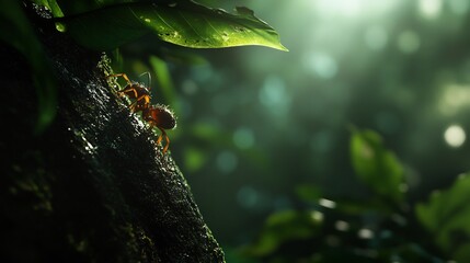 Ant in the Rainforest Sunlight