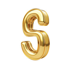 Naklejka premium Letter s golden metallic isolated on transparent background