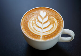 Closeup Latte Art Coffee Cup Aromatic Beverage Cafe Drink