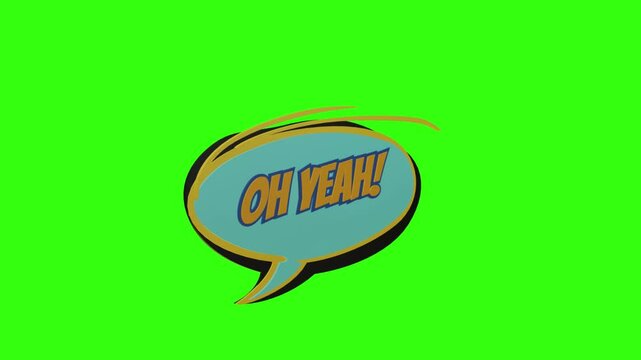 OH YEAH! retro cartoon comic bubble text animation &mdash; dynamic popup-style expression with bold comic lettering, perfect for video intros or transitions. Features vibrant animation 
