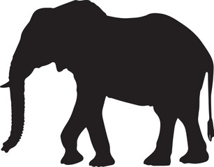 Elephant Silhouette Vector Illustration on Transparent Background