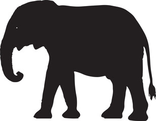 Obraz premium Elephant Silhouette Vector Illustration on Transparent Background