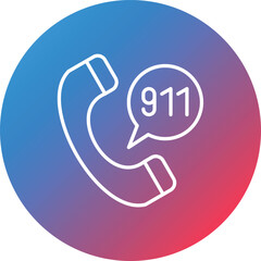Call 911 Line Gradient Circle Background Icon
