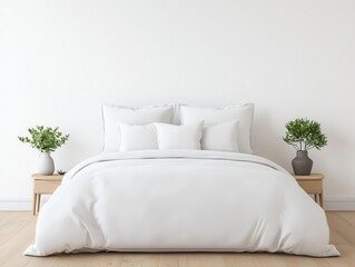 Contemporary Mujiinspired bedroom with a seamless wooden floor, organic fabrics, and neutral accents