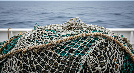 Fishing Net on Deck: Ocean's Bounty
