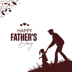 Fathers Day Greeting Father and Daughter Silhouette