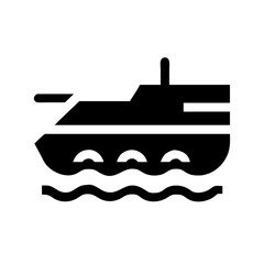 Obraz premium Amphibious Assault Vehicle Icon, black and white, for military websites