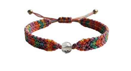 Colorful knitted bracelet with crystal