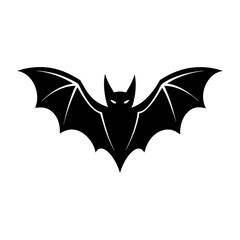 Illustration of a black bat with spread wings icon