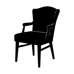 Silhouette of a classic armchair with armrests shown