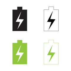battery charging icon, battery level, power with high voltage, battery icon set
