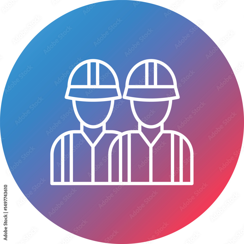 Poster firefighter team line gradient circle background icon