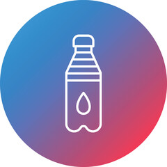 Water Bottle Line Gradient Circle Background Icon