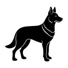 Silhouette of a german shepherd standing in profile