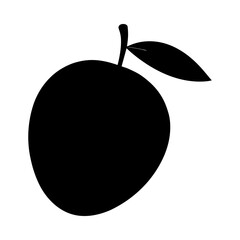 Silhouette of a round fruit with a stem and leaf