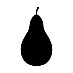 Black silhouette of a pear on a white background
