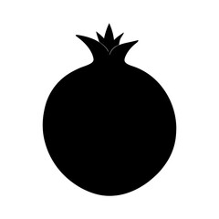 Silhouette of a pomegranate with crown on white background