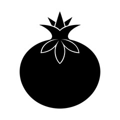 Silhouette of a pomegranate with crown and petals