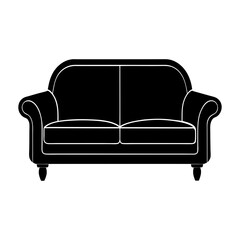 Illustration of a simple black two seat sofa design