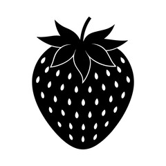 Black silhouette of a strawberry with white seeds