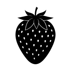 Silhouette of a strawberry with seeds and leaves