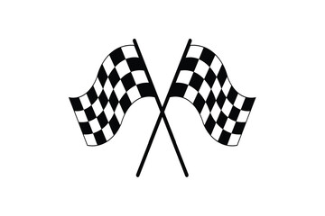 "Black and white checkered flag icon. Racing start and finish line vector for car and rally design."