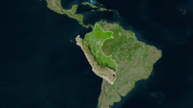 Peru map - extract. Border. Satellite  map