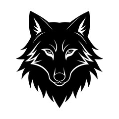 Illustration of a black wolf head with white lines