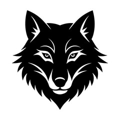 Illustration of a black wolf head facing forward