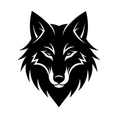 Illustration of a black wolf head with white lines