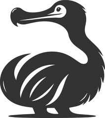 Vector drawing of a dodo bird silhouette black © MDAbdul