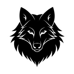 Detailed black and white wolf head vector graphic