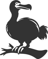 Vector drawing of a dodo bird silhouette black © MDAbdul