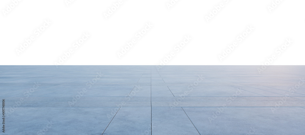 Poster 3d rendering empty concrete floor on white background creating minimalist space
