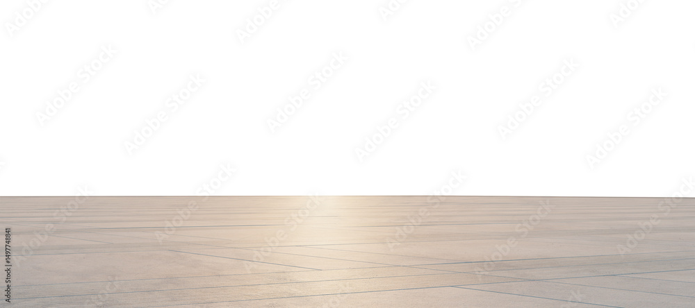 Poster 3d rendering empty concrete floor on white background creating minimalist space