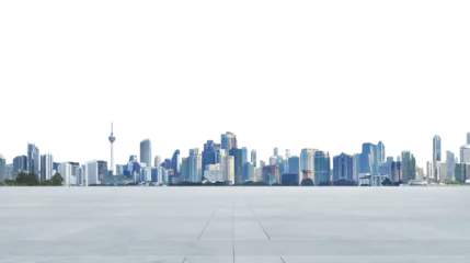 Papier peint photo Kuala Lumpur Panoramic skyline of modern cityscape over empty concrete floor  © jamesteohart