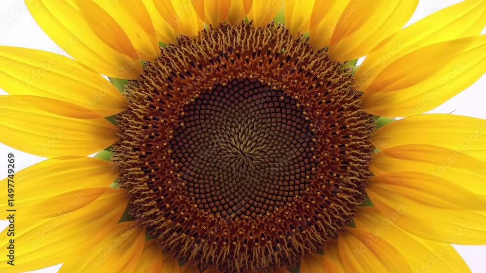 Poster sunflower close up macro shot showing pattern detail and yellow petals