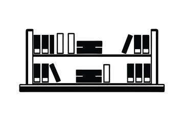 Bookshelf silhouette with books and files organized neatly