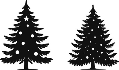 Christmas Tree with Gifts Silhouette Illustration Design. Holiday Christmas Tree and Gift Silhouette for Crafts. Festive Christmas Tree Silhouette with Presents Illustration