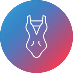 Women Swimsuit Line Gradient Circle Background Icon