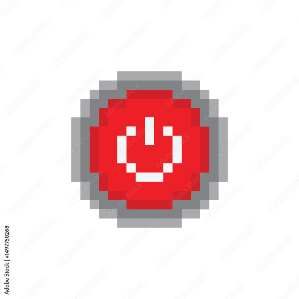 Poster pixel art red button turn on start vector game 8 bit icon vector
