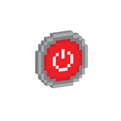 Obraz premium isometric pixel art red button turn on start vector game 8 bit icon vector 